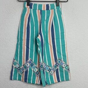 Sticks‎ Pants Girls 5T Striped Abstract Embroidered Boho Culottes Hippie Gypsy